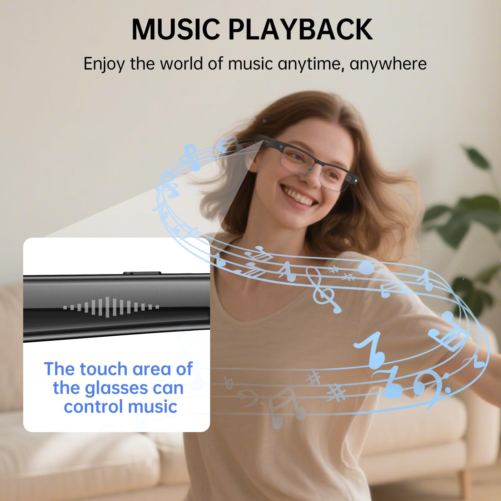 Gafas inteligentes Bluetooth con cámara HD, grabación 1080P, audio de oído abierto, micrófono ANC, música, llamadas y asistencia de voz con traducción, gafas de sol con protección UV para hombre mujer