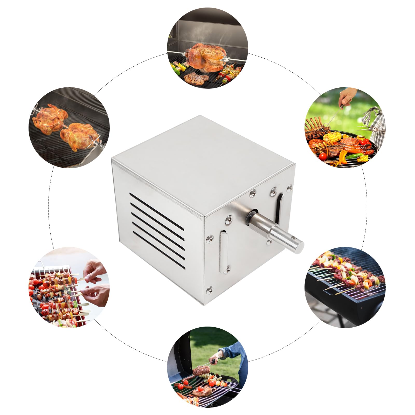 Motor de barbacoa de 220 V, 25 W, 2,5 r/min, acero inoxidable, con 60 kg de carga máxima, motor para picnic, barbacoa, fiesta