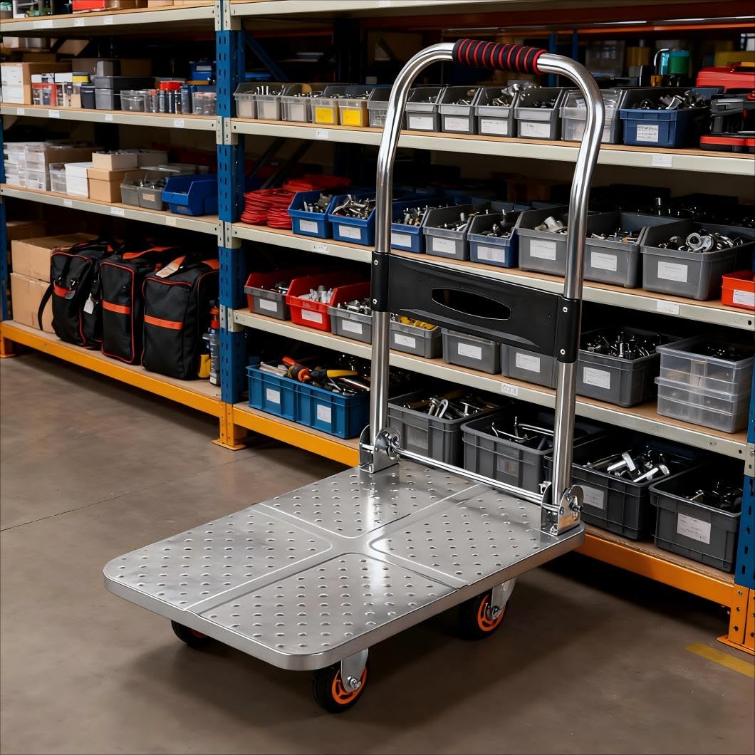 Carrello a Piattaforma Ripiegabile 100/230/500kg, Carrello Compatto con 4 Ruote Silenziose, per Carichi Pesanti e Risparmio Spazio, Uso Interno/Esterno e Magazzino(Size:90x60cm Max Load 500kg)