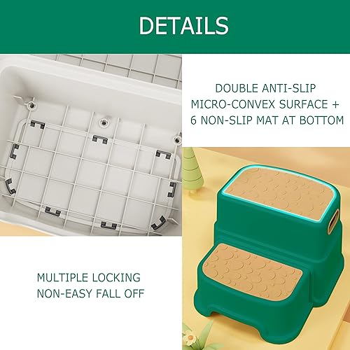 Miniatura 5 de HOMKO Taburete de 2 escalones para niños pequeños, taburete para entrenamiento para ir al baño, cocina, fregadero y inodoro, taburetes