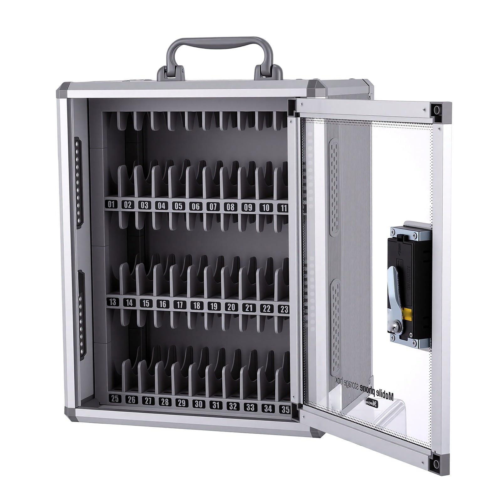 Alomejor Cassetta di Sicurezza per Telefono con 36 Scomparti Archiviazione Elettronica per Uffici Scuole Lega di Alluminio Resistente 285x215x365mm