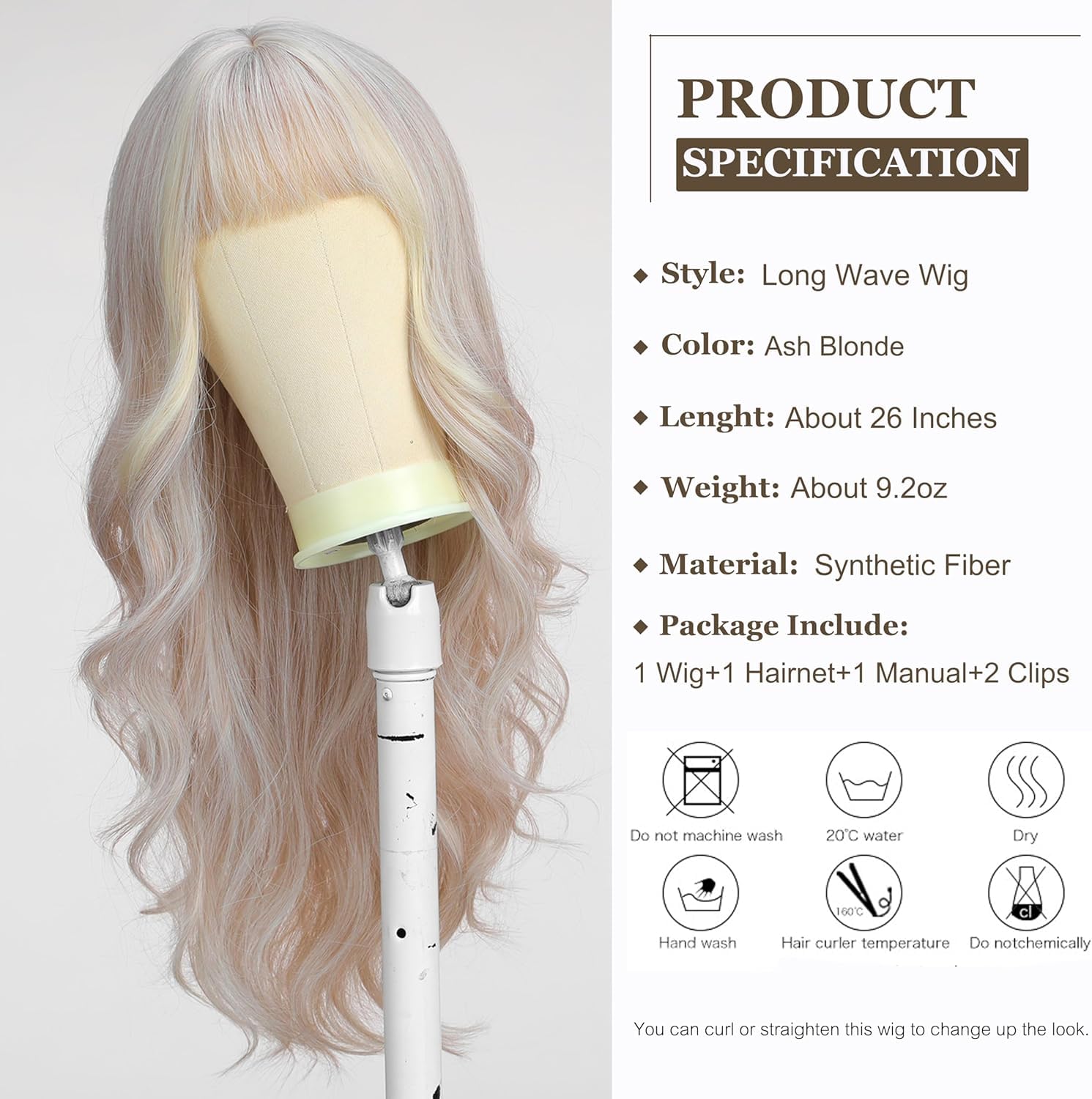 Esmee Long Straight Natural Synthetic Hair Layered Wigs for Women with Dark Roots for Daily Party Use-24 Inches: Platinum Blonde