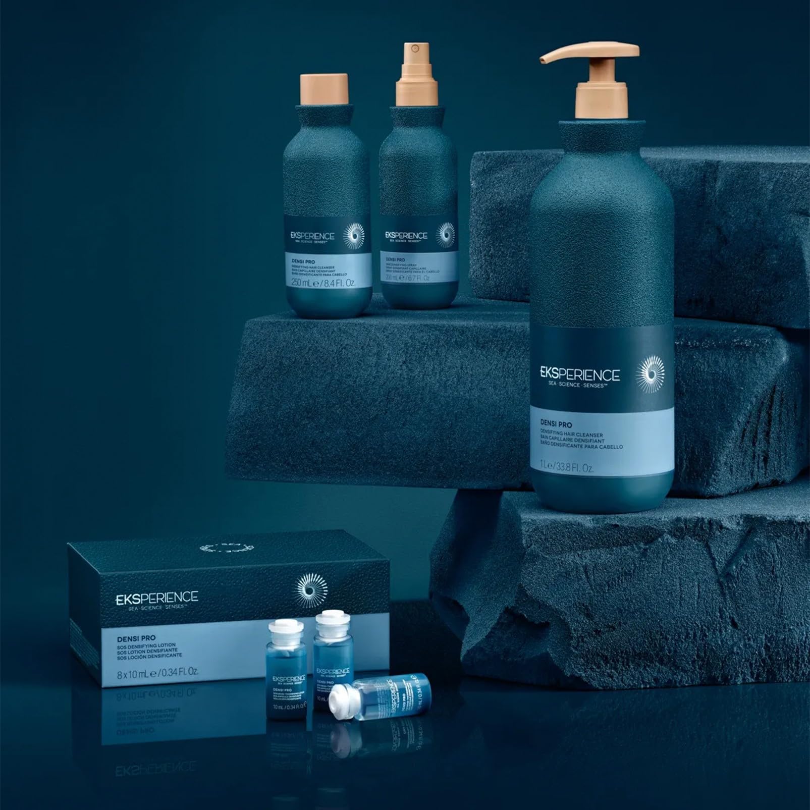 Revlon Professional EKSPERIENCE Densi Pro, Lozione Densificante SOS per Capelli, Formula Vegana, 8 Fiale da 10ml, Trattamento Anticaduta e Volume