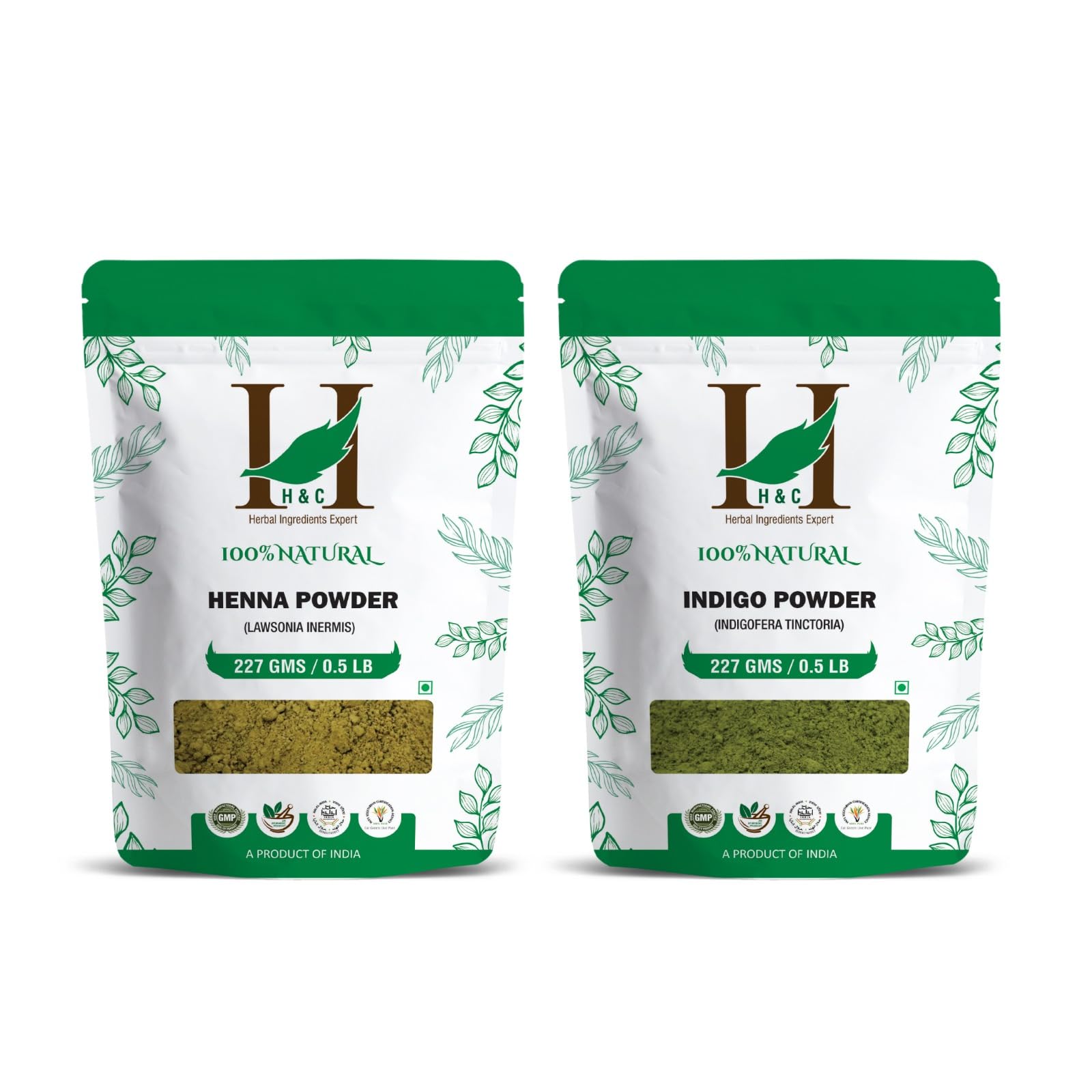 H&C Henné e Indaco Polvere Combo Pack - 227 Grammi Ognuno | Per Colorare i Capelli