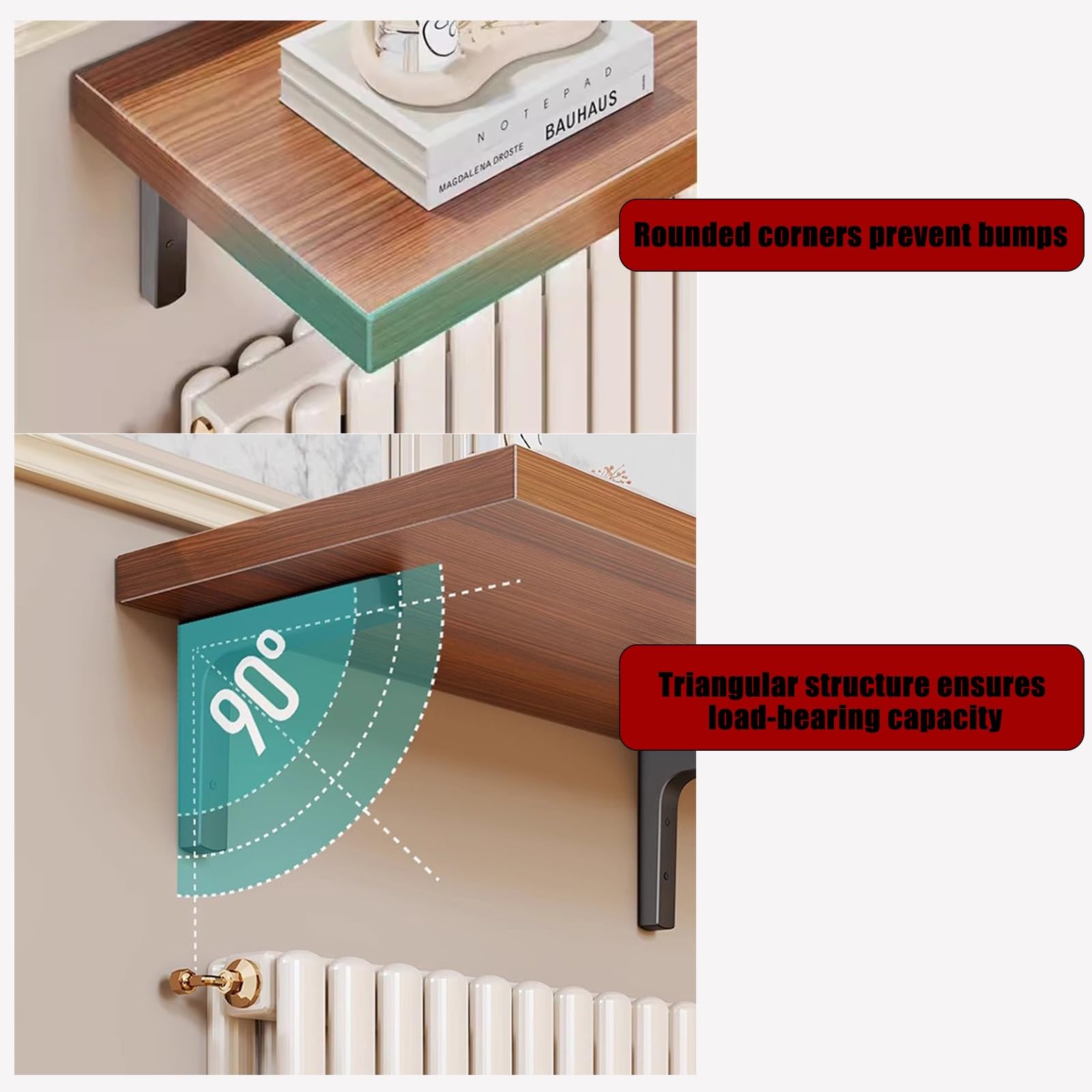 Copertura per termosifone in legno con vano portaoggetti, mensola rettangolare per termosifone, design semplice per casa e ufficio, varie misure (16/20/31/39/47"), marrone, 40 x 30 cm