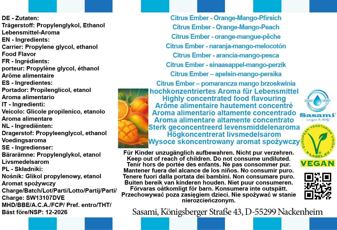 Citrus Ember – pomarańcza mango brzoskwinia aromat koncentrat – Wegański – Sasami – 100ml