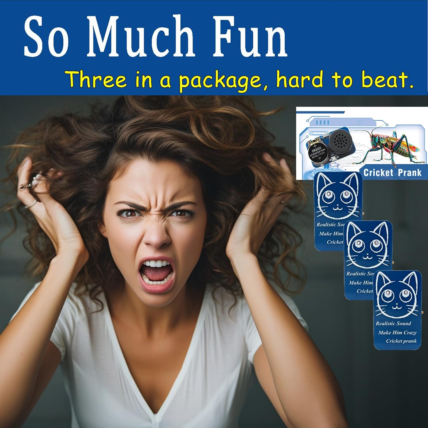 Cricket Noise Maker Prank (3 PCS), Beeping Several Days, Hidden Prank Noise Maker for Adults