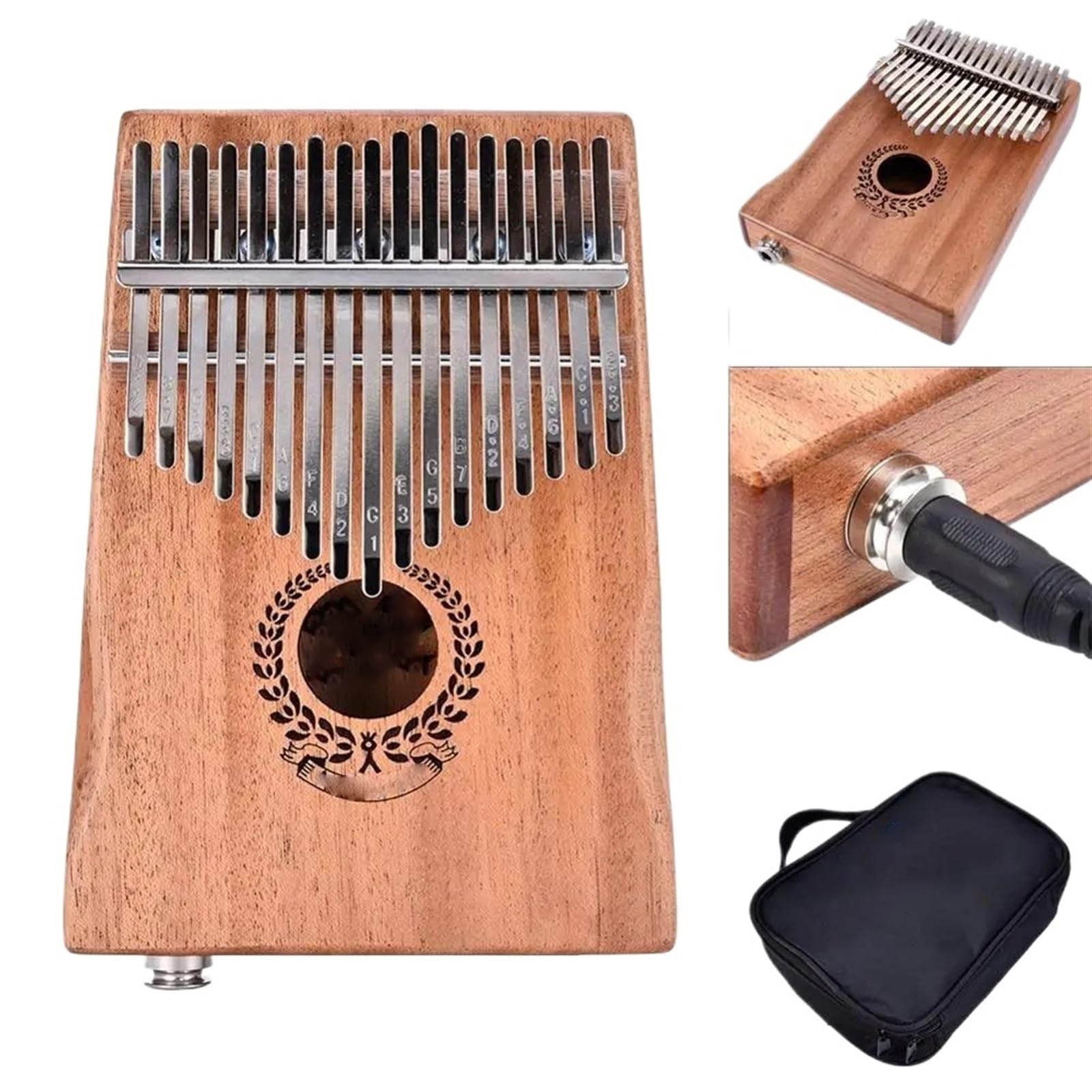 Pianino Kciukowe Kalimba 17-klawiszowy Kalimba Mahoń Thumb Piano Connect Głośnik Pickup Bag Profesjonalny Instrument Muzyczny