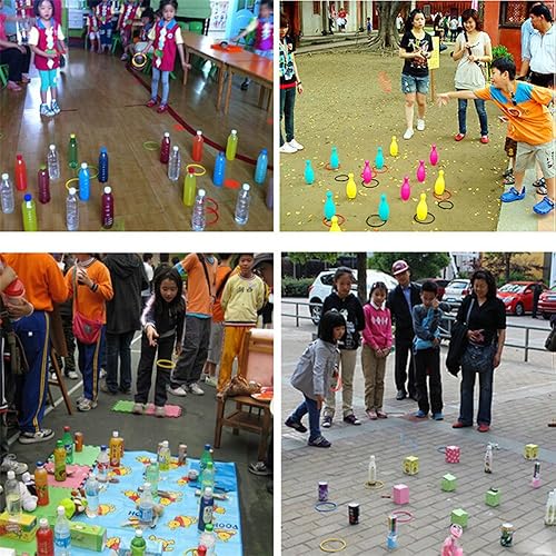 Miniatura 3 de Crystallove. Anillos de plástico de colores. Para carnaval, jardín, patio trasero y juegos al aire libre. 12 unidades.