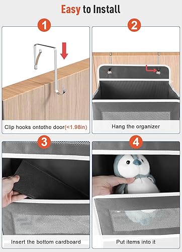 Miniatura 7 de Organizador colgante para colgar sobre la puerta con 3 bolsillos transparentes y 5 bolsillos grandes, 10 bolsillos laterales, organizador de puerta