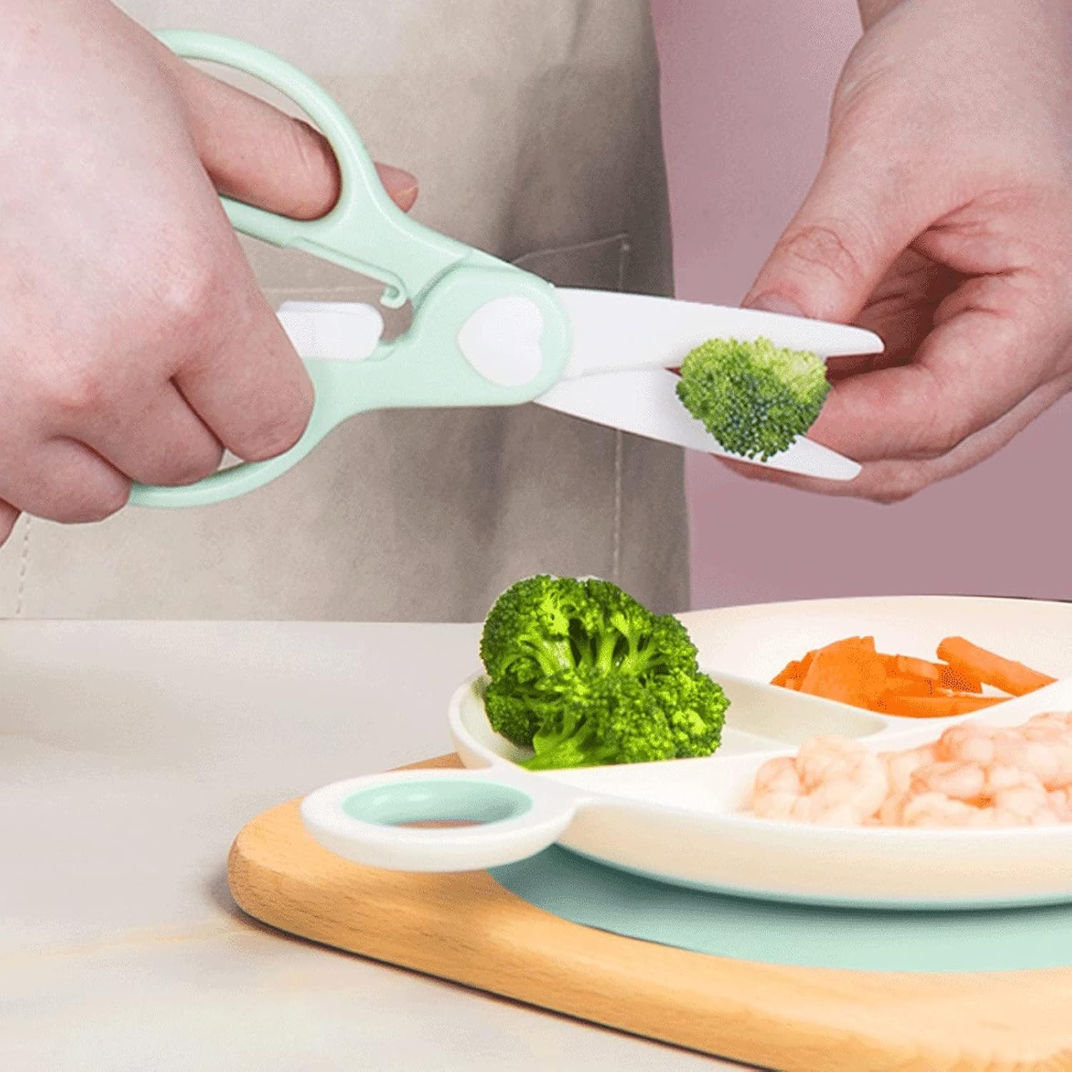 Salad Scissors Ceramic Scissors for Food Lightweight Safety Complementary Food Shears Anti-Slip Scissor
