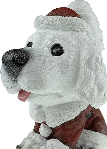 Miniatura 4 de Clever Creations Figura decorativa de resina de Navidad, decoración festiva del hogar para mesas y estantes, cachorro blanco