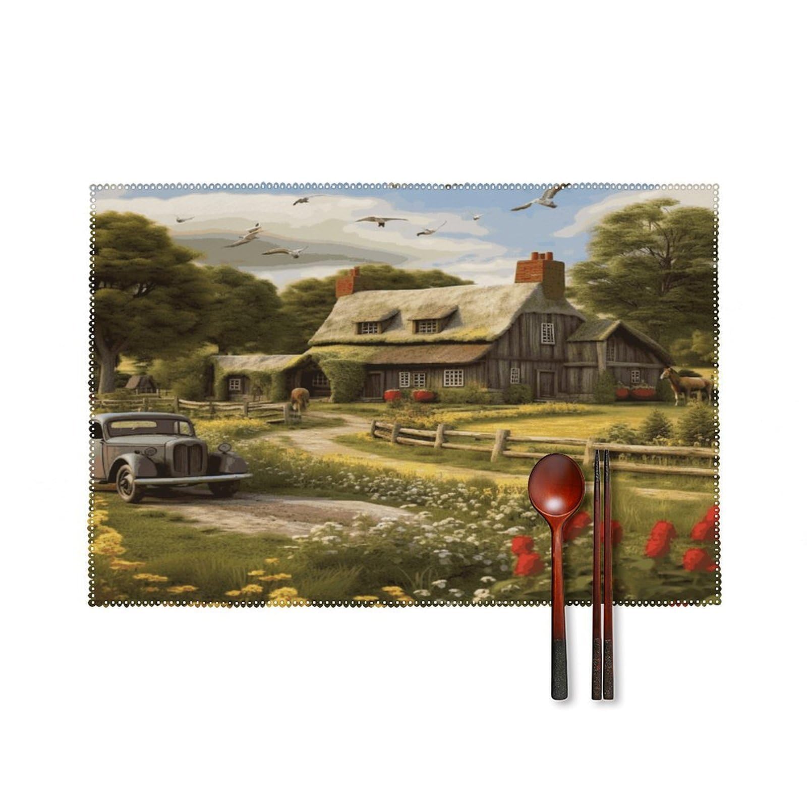 Fodpand Style Farm Thatched Cottage Placemats Set Of 4 Place Mats Table Mats