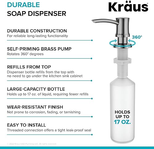 Miniatura 7 de Dispensador de jabón y loción Kraus para cocina en acero inoxidable, KSD-54SS