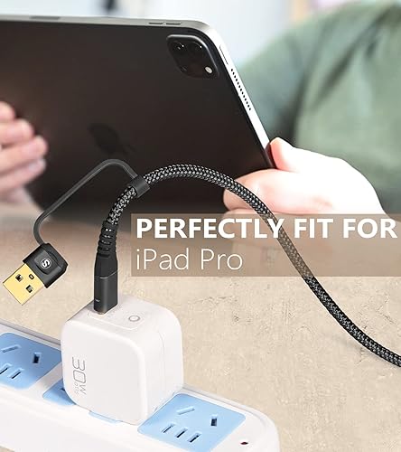 Miniatura 7 de Cable USB C a USB C 2 unidades, 6.6 pies PD 60W iPhone 15 cargador 2 en 1 USB tipo AC a tipo C cable trenzado de nailon para iPhone 15 Plus 15 Pro
