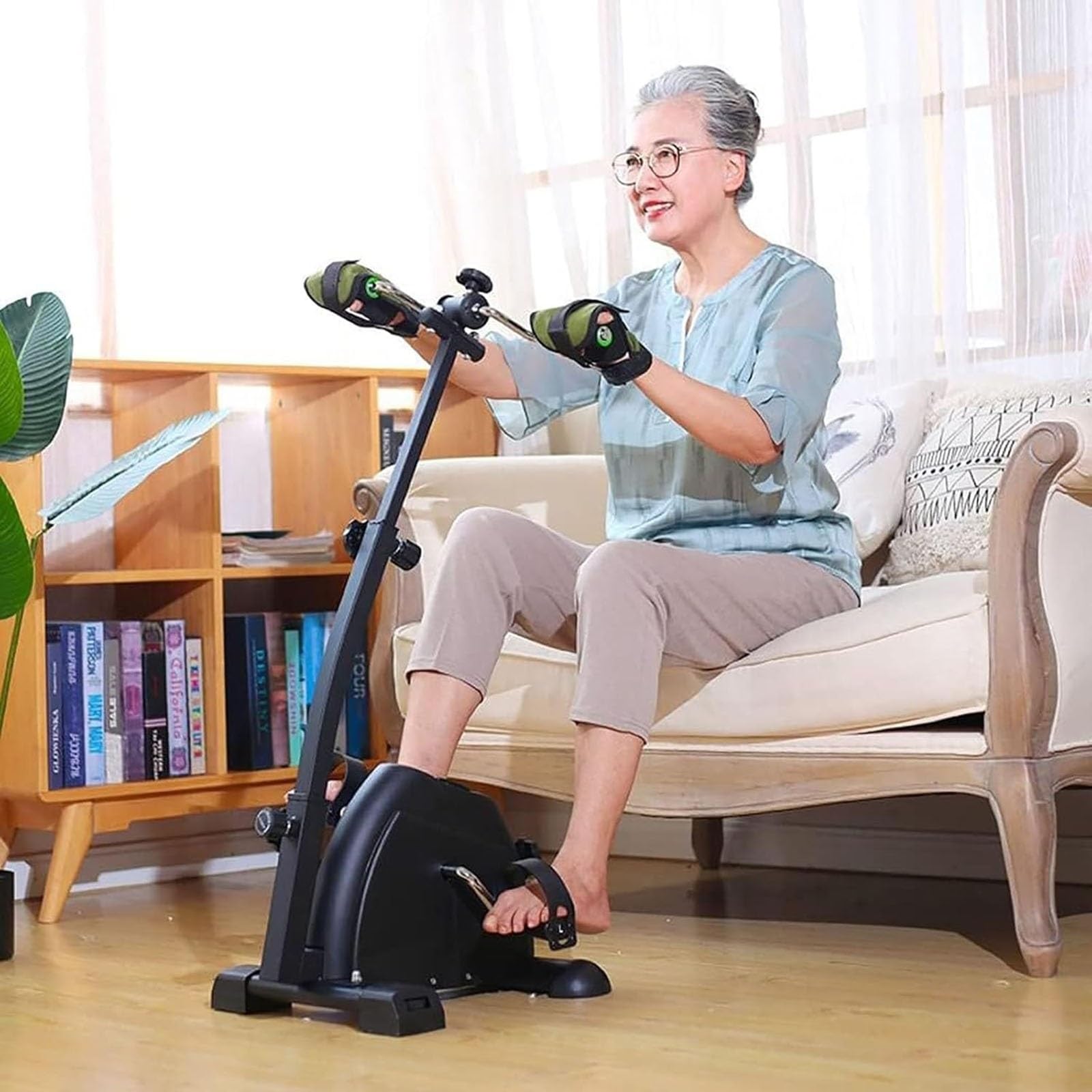 Rower treningowy z pedałami dla seniorów, z wyświetlaczem LCD Rower treningowy z pedałami do rąk, nóg i kolan Regulowany sprzęt fitness - świetny prezent Trening rehabilitacyjny dla osób starszych
