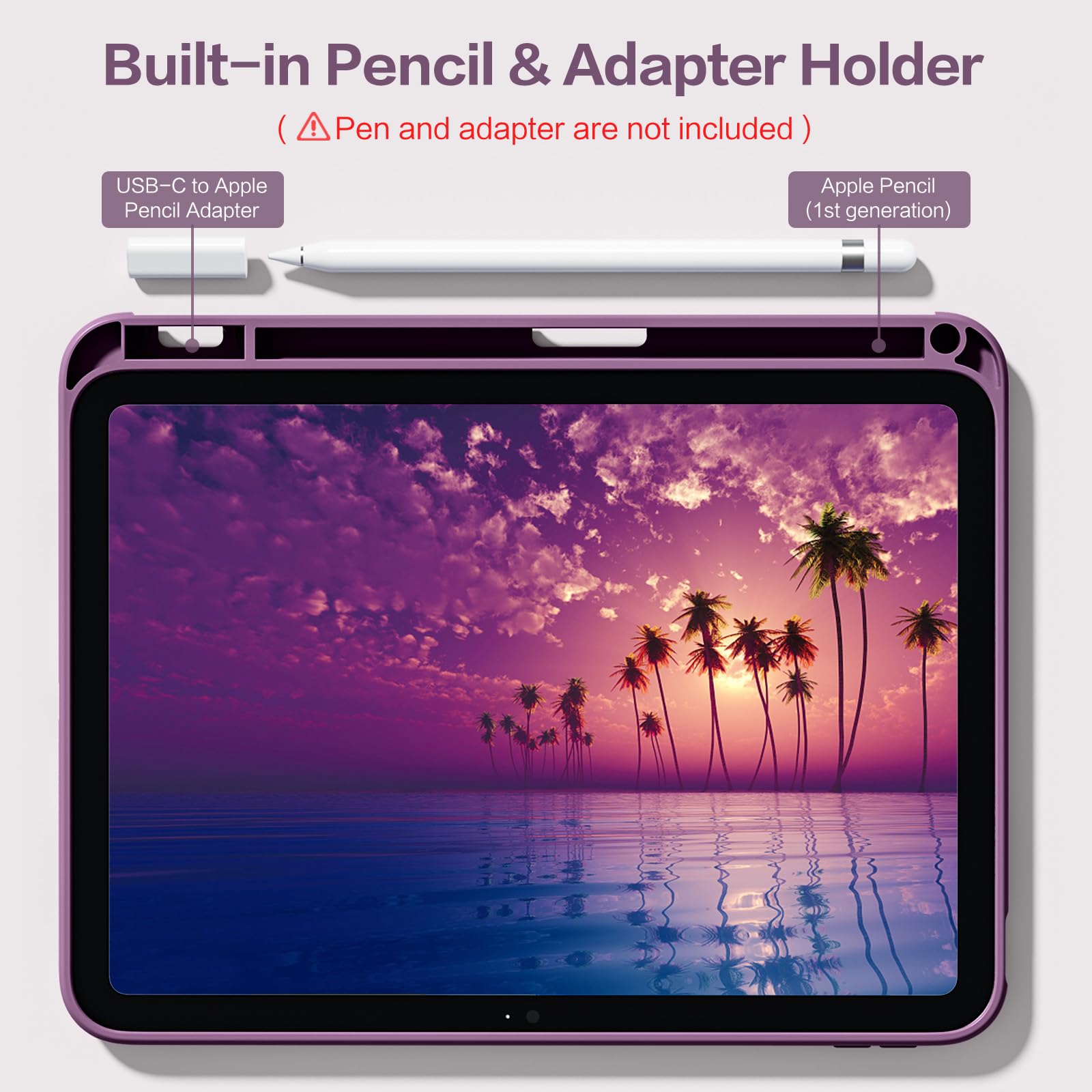 Wenlaty Compatible with iPad (A16) 11th Generation Case 11 Inch 2025, for iPad 10th Generation Case 10.9 Inch 2022 with Pencil Holder, Trifold Stand Protective Cover, Auto Wake/Sleep, Watermelon Pink: BerryPurple