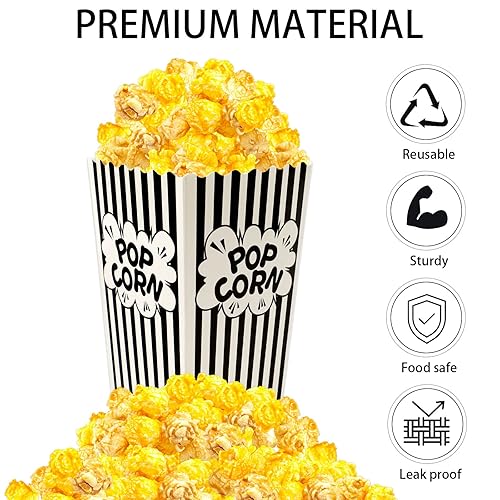 Miniatura 2 de DECYOOL - Bolsas de papel para palomitas de maíz, 30 bolsas de palomitas de maíz en blanco y negro, cajas de palomitas de maíz en blanco y negro,