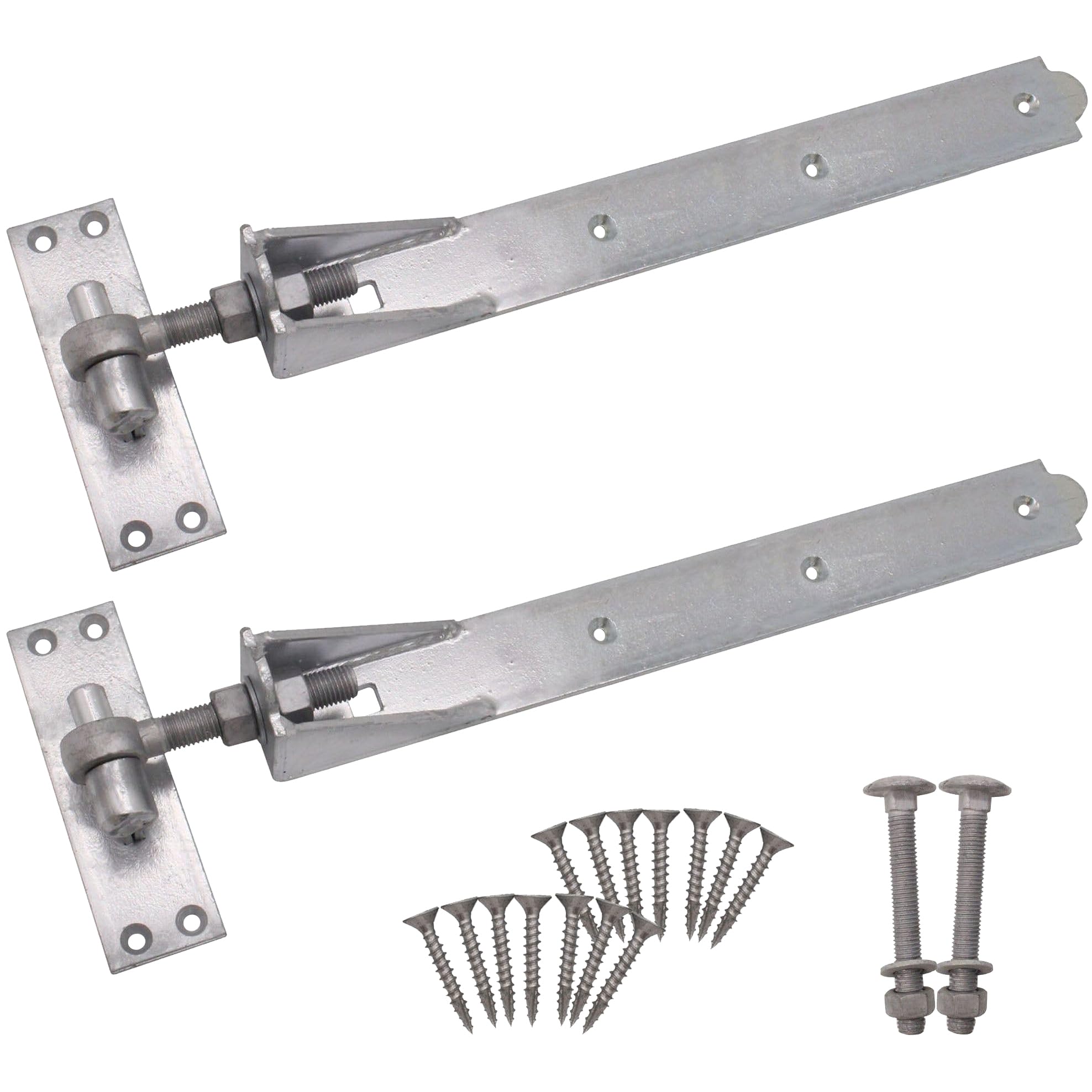 EAI Adjustable Gate Hinges | 600mm / 24 Inch Heavy Duty Hook and Band Gate Hinges | Galvanised - 1 Pair