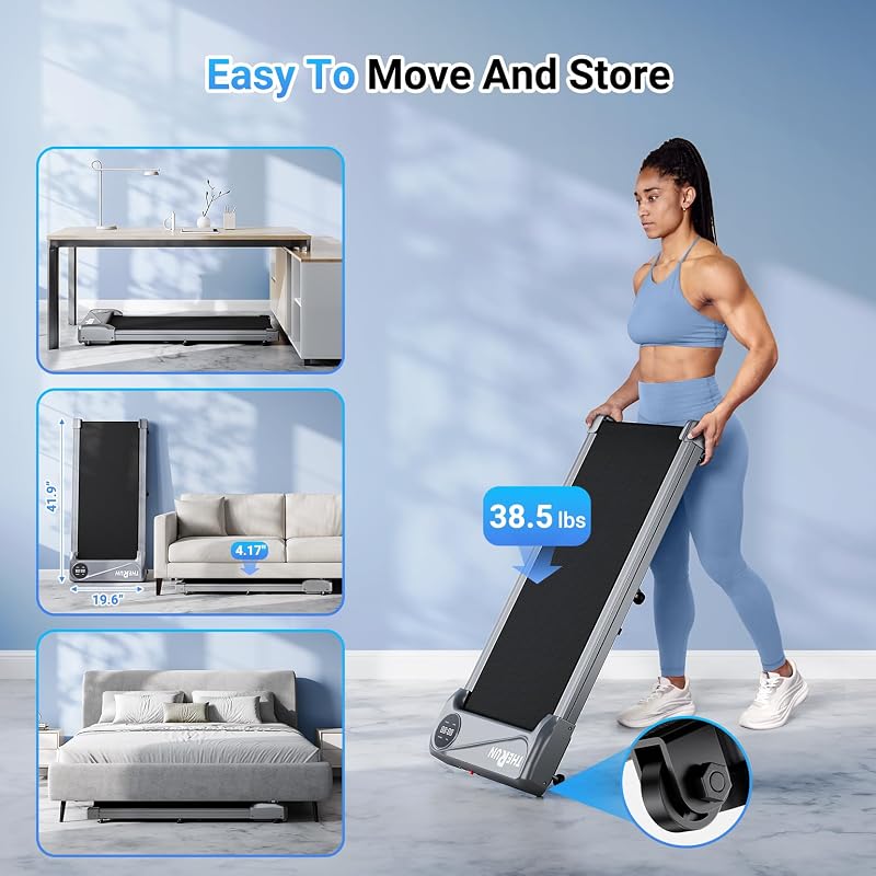 THERUN Walking Pad Treadmill Under Desk, Portable Mini Treadmill for Home/Office with 2.5HP and 265 lbs Weight Capacity Remote Control LED Display image 7