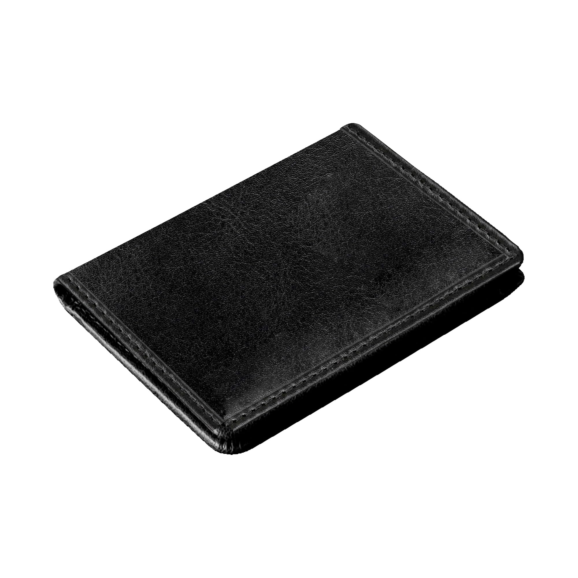 Ultra Slim RFID Blocking Leather Card Holder – Minimalist Men’s Credit Card Case with 8 Slots, Secure Popper Closure, Gift-Boxed | Compact Genuine Leather Wallet 4022 (Black)