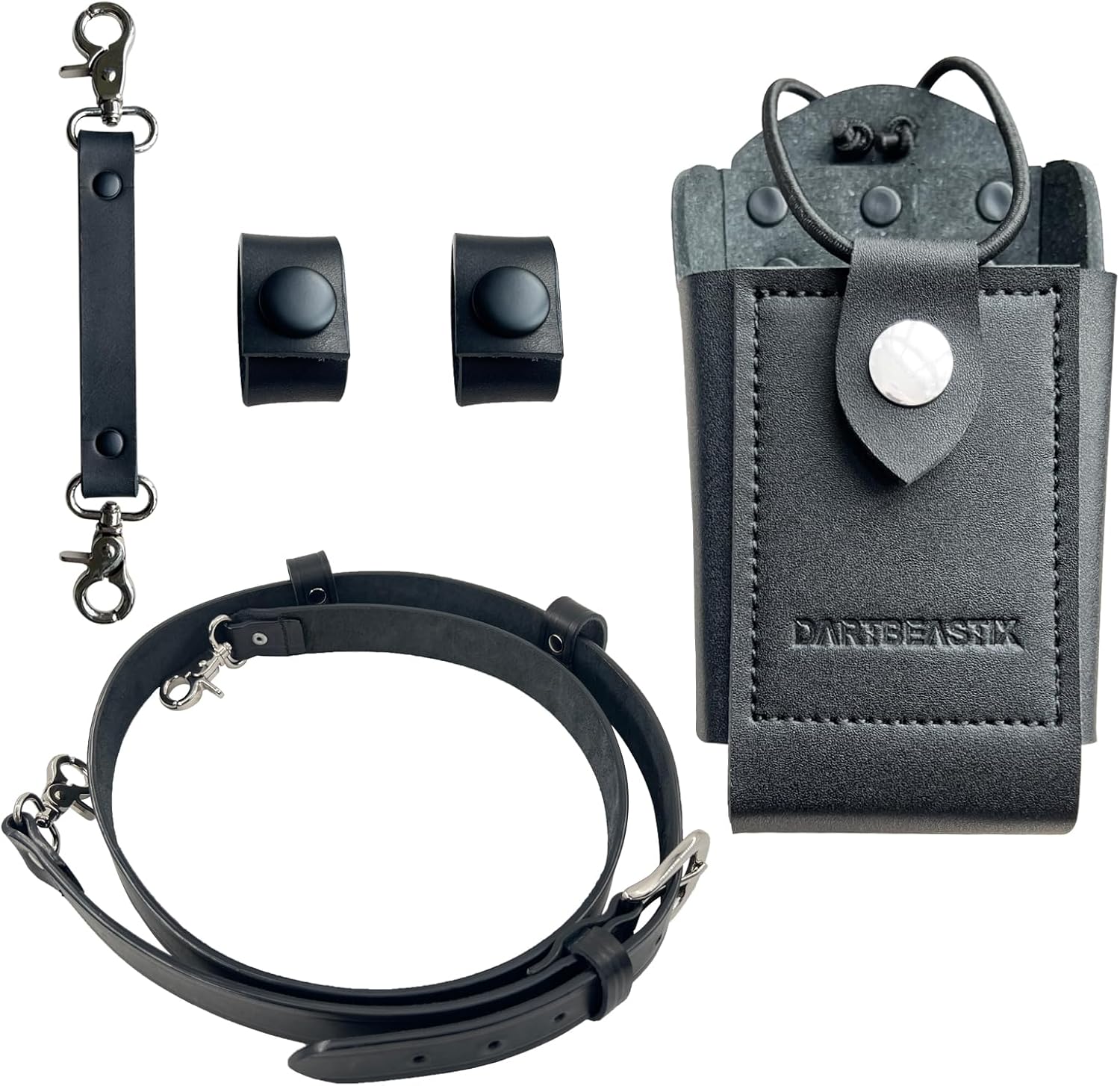 Leather Radio Strap & Holster Set, Including Anti-Sway Strap, and Cord Keeper, Suitable for Firefighters, Police Officers, and Search & Rescue Personnel