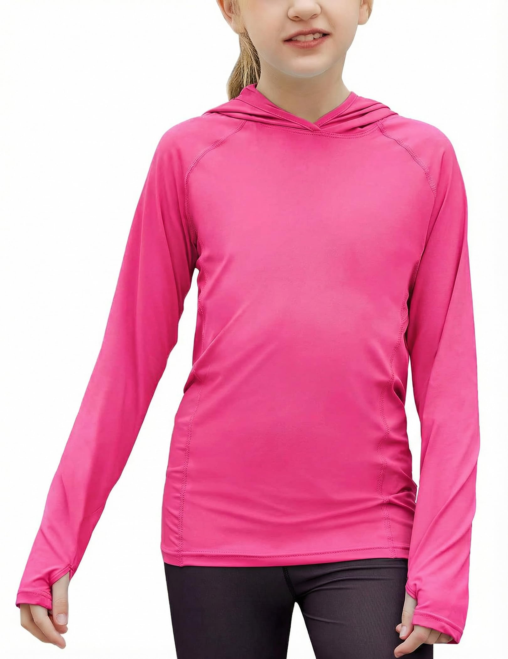 Kids UPF 50+ Sun Shirt Girls UV Protection Long Sleeve Athletic Hoodies