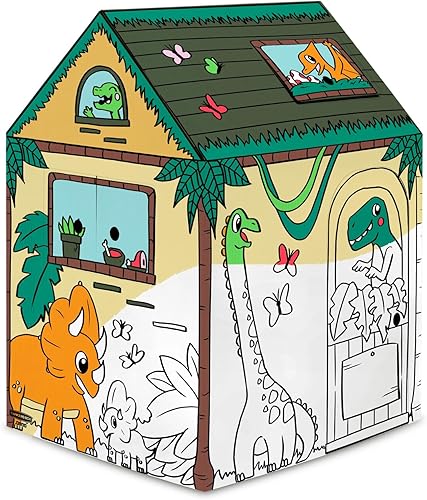 Miniatura 9 de Bankers Box at Play - Casa de juegos de cumpleaños para niños, casa de cartón corrugado para colorear para niños, blanco, 38 x 32 x 48 pulgadas
