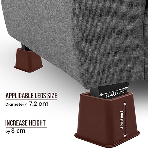 Miniatura 7 de Utopia Bedding Elevadores ajustables para muebles de cama, altura de 3, 5 u 8 pulgadas, elevadores resistentes para camas, soporta hasta 1300 libras