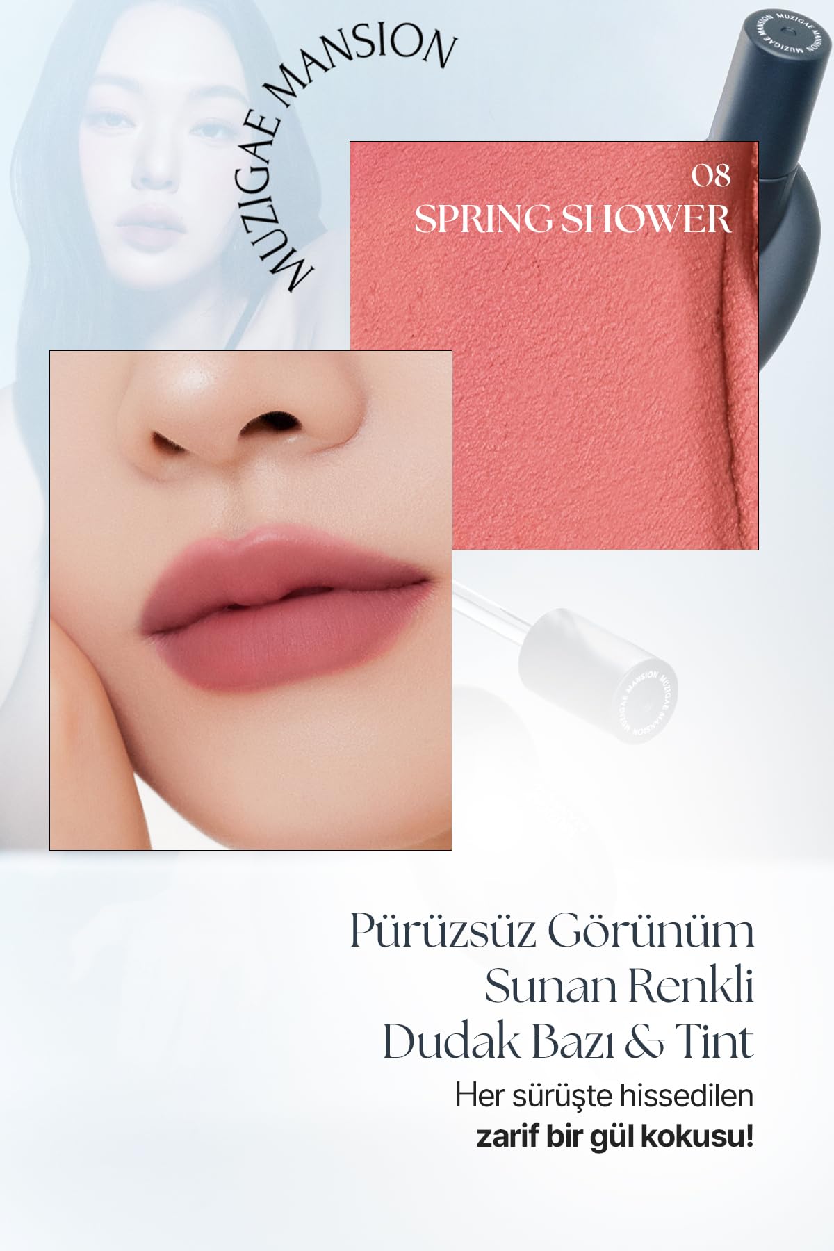 MUZIGAE MANSION Renkli Dudak Bazı&Tint Tie Up Cover Tint (08 Spring Shower)