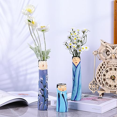 Miniatura 7 de Jarrón moderno de otoño con cara humana, jarrones familiares, decoración bohemia de granja, adecuado para flores secas, decoración de mesa de