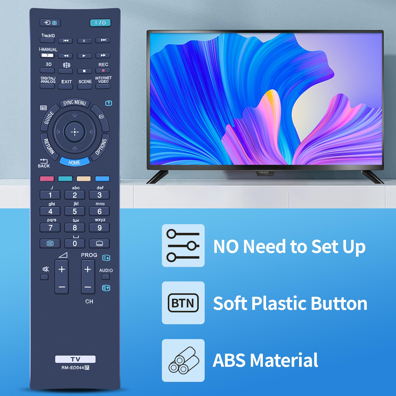 GOUYESHO RM-ED044 Remote Control Suitable for Sony Compatible with KDL-40EX723 KDL-37EX723 KDL-55EX721 KDL-46EX721 KDL-55EX728 KDL-46EX728 KDL-40HX725 KDL-60NX720 KDL-55NX720 KDL-46NX725 KDL-40NX725 - Image 3