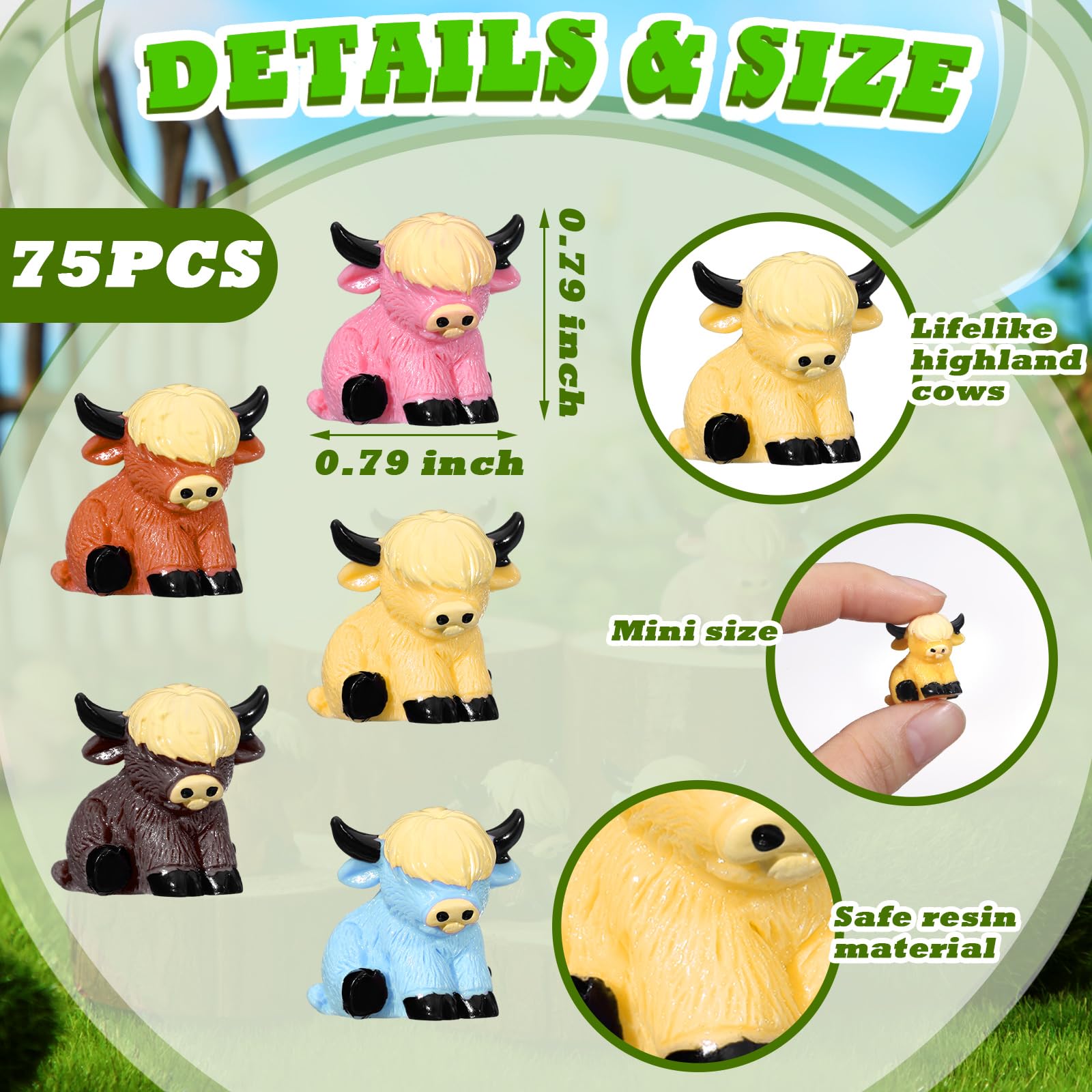 Snapklik.com : Beeveer 75 Pcs Mini Highland Cow Figurines Bulk Cute ...