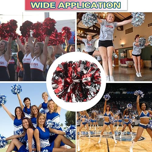 Miniatura 4 de Lovecheer 2 pompones metálicos de animadora con mango de bastón para niños y adultos, deportes de equipo, fiestas de animación