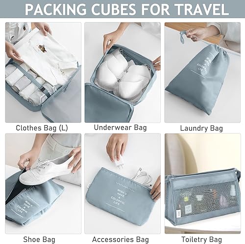 Miniatura 4 de KPX Cubos de embalaje para viajes, organizadores de equipaje de viaje, accesorios de viaje, bolsa grande para artículos de tocador para ropa,
