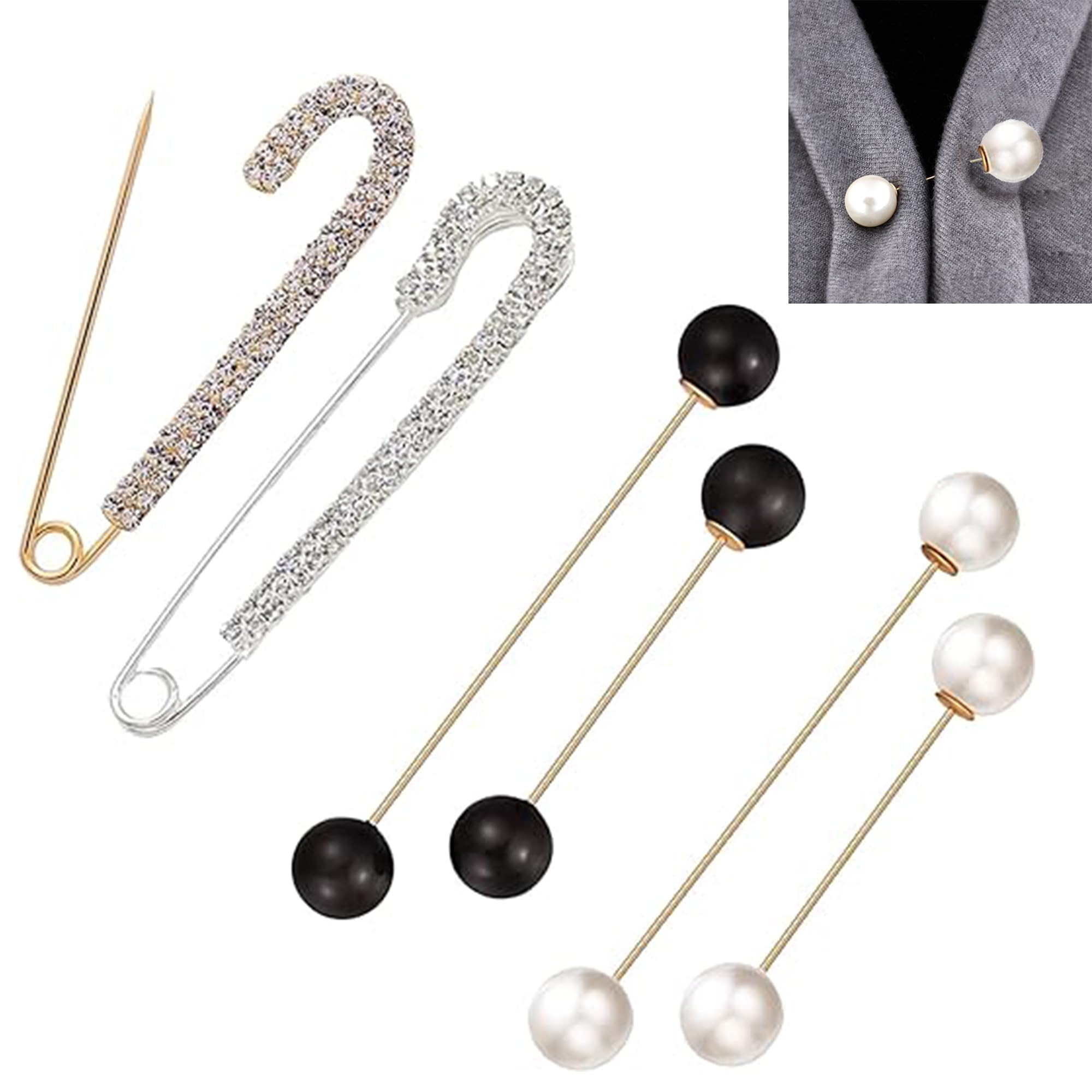 VOSSOT 4 Broschen Gold - Kleider Clips Für Ausschnitt Verkleinerung