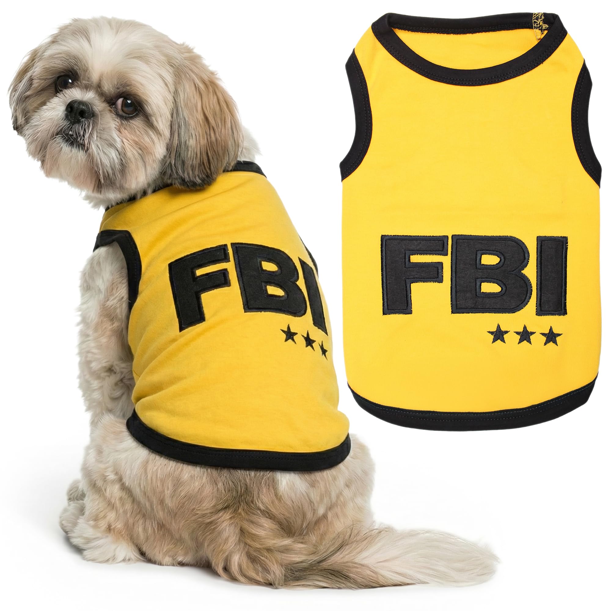 T-Shirt FBI pour Chien Taille M Vetement Chiot Noir Coton