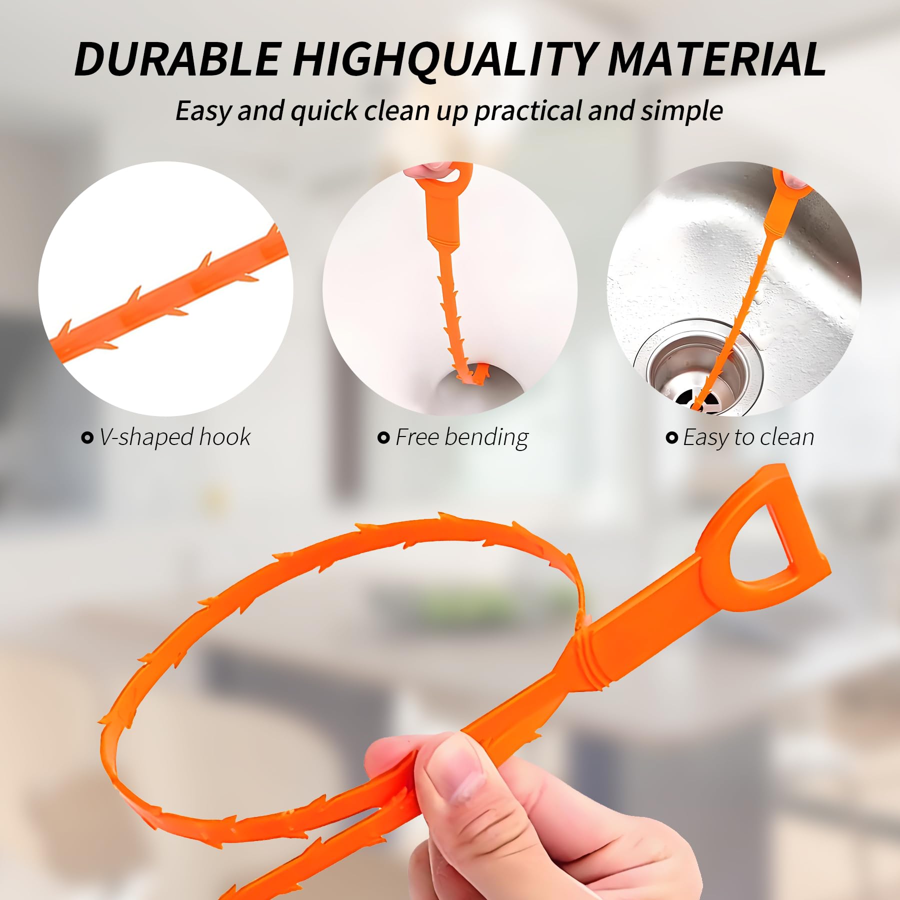 Stura Lavandini e Scarichi, Flessibile Forte Sbloccatore di Scarico, Spazzole Pulizia Professionali, Riutilizzabile Spazzola Pulizia Tubi,per Cucine Vasche Bagno Servizi Igienici Fognature (6 IN 1)