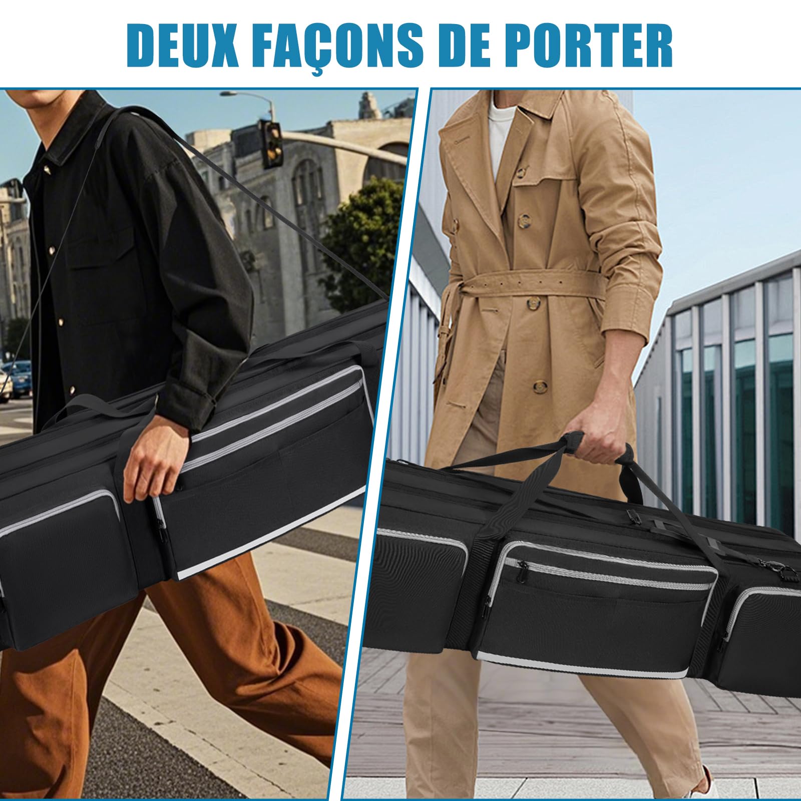 OUUTMEE 103CM Sac de Transport pour Trépied avec Bandoulière et Poignée, Étui pour Trépieds avec Séparateurs Amovibles, Housse pour Trépieds, Monopods et Accessoires (Noir)