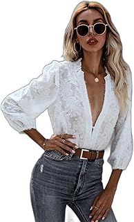 SHEIN Unity Fuzzy Notched Neck Bishop Sleeve Blouse