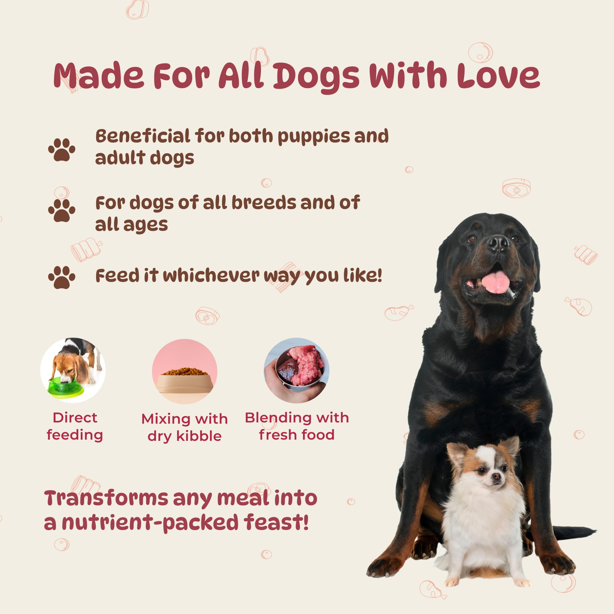 Burpy Tales Calcium and Protein Supplement for Dogs - Bone Supplement for Adult & Puppy Dogs, Pet Joint Support & Health Essentials, Easy Daily Food Topper, Powder Form, 225gm 2