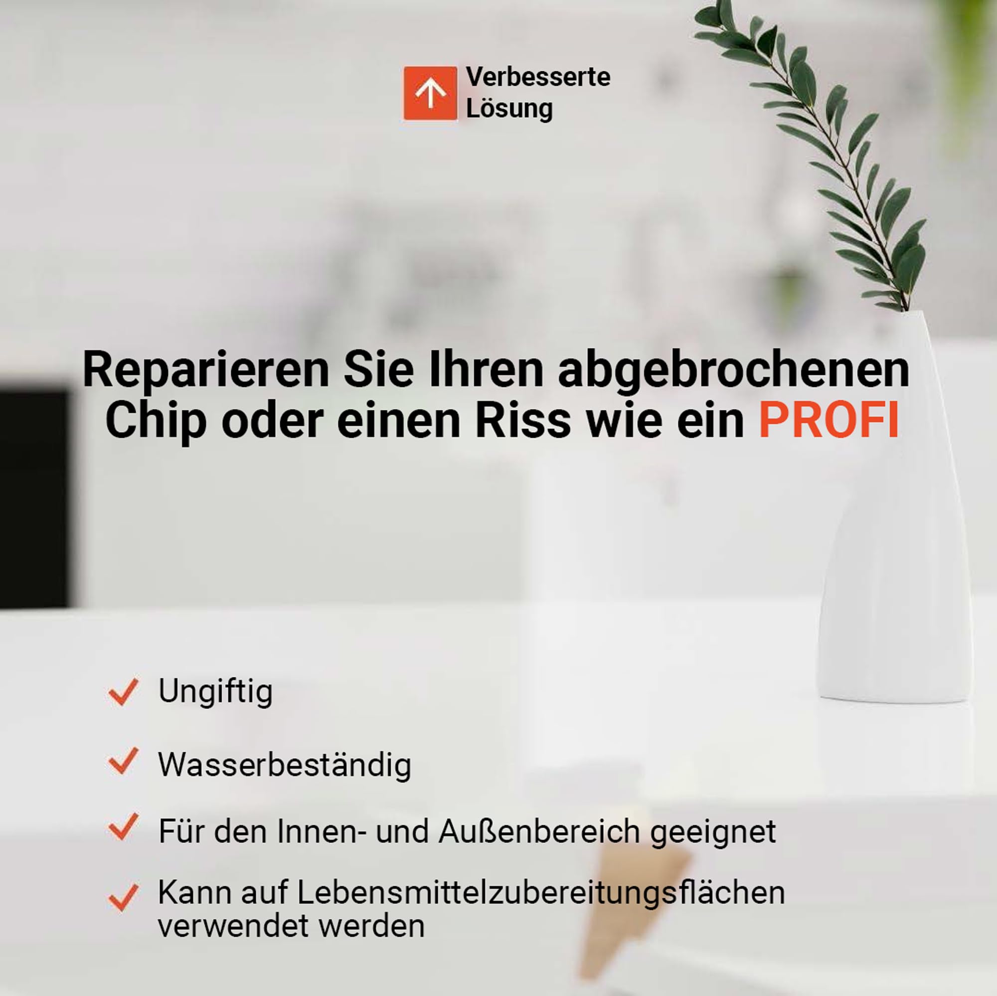 Quarz-Reparatur-Set für Arbeitsplatten (transparent, weißes Acryl und dunkelweiße Farbe) – ideal als Fliesen, Fiberglas, Badewanne, Keramik-Reparatur-Set I funktioniert hervorragend für Granit,