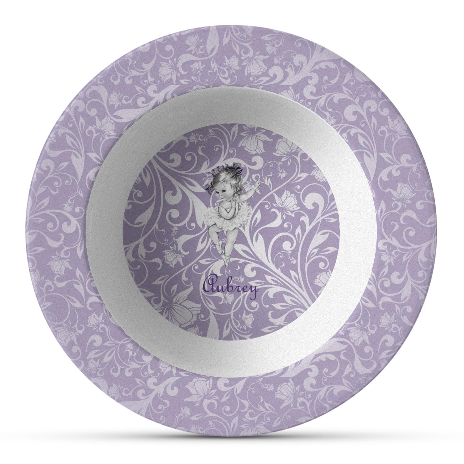 Personalized Ballerina Plastic Bowl - Microwave Safe - Composite Polymer