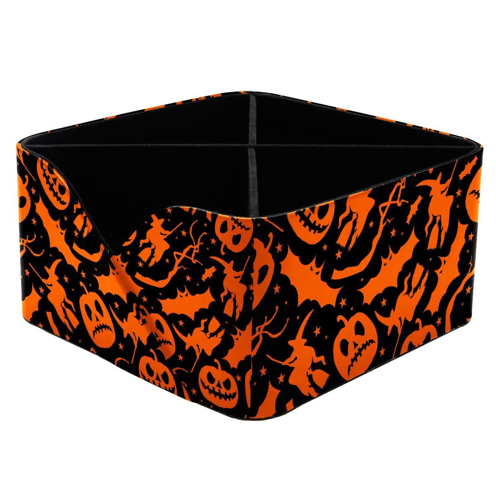 KengjuTesu Halloween Pumpkins Desktop Organizer Pen Holder, Rectangular Pencil Cup for Office, Study and Makeup Stations