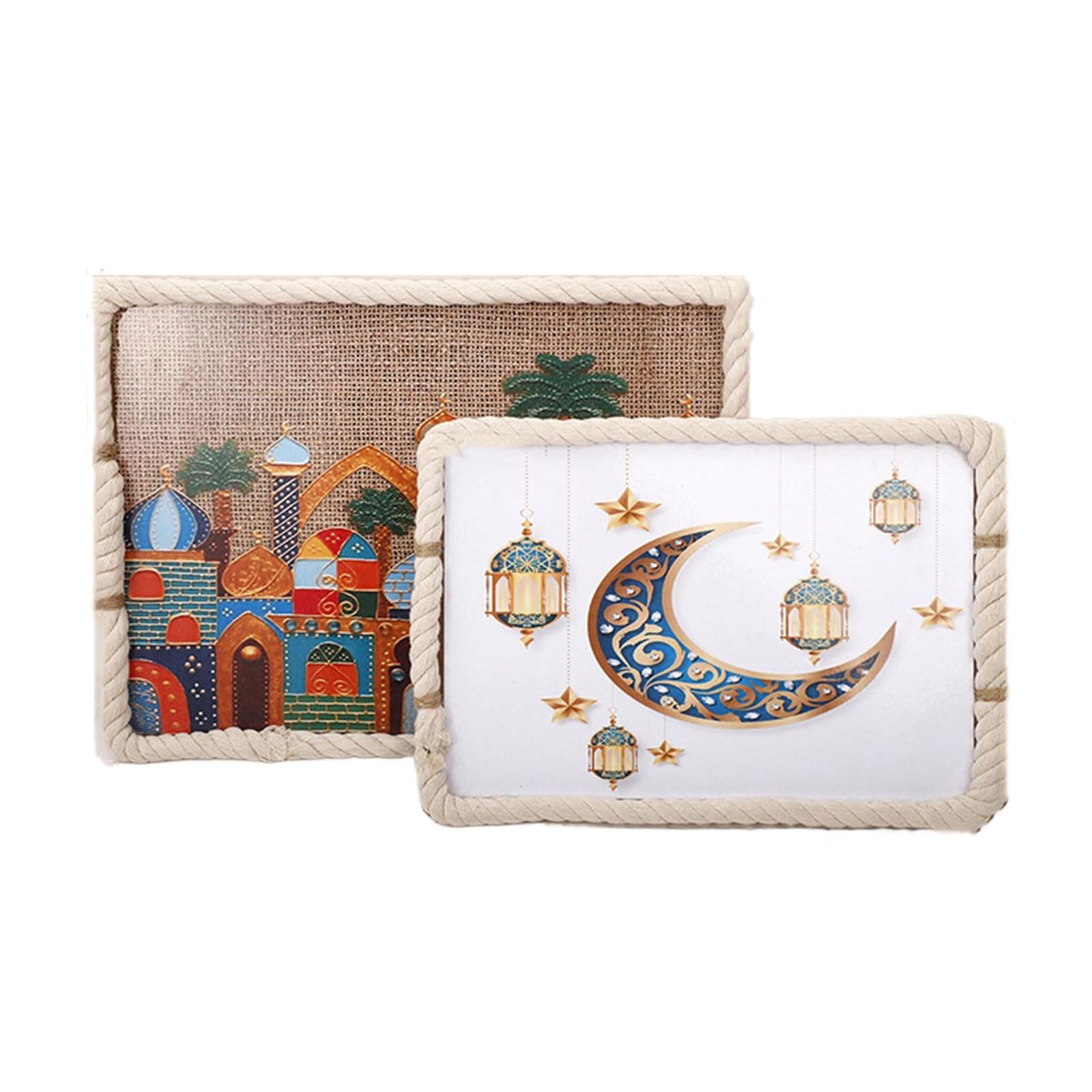 Tsophreniq Ramadans Eid Mubaraks Trays Sophisticated Eid Mubaraks Wooden Trays Accent for Ramadans Home Decors and Gifts Large Capacity Tray