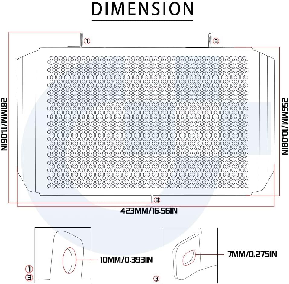 Z750 Z800 Z1000 Motocycle Radiator Grille Guard Protective Cover for Z750 2007-2012 Z800 / ABS/Z800E 2013-2018 Z1000SX 2010-2023 V.ersys 1000 SE 2021-2023 - Black