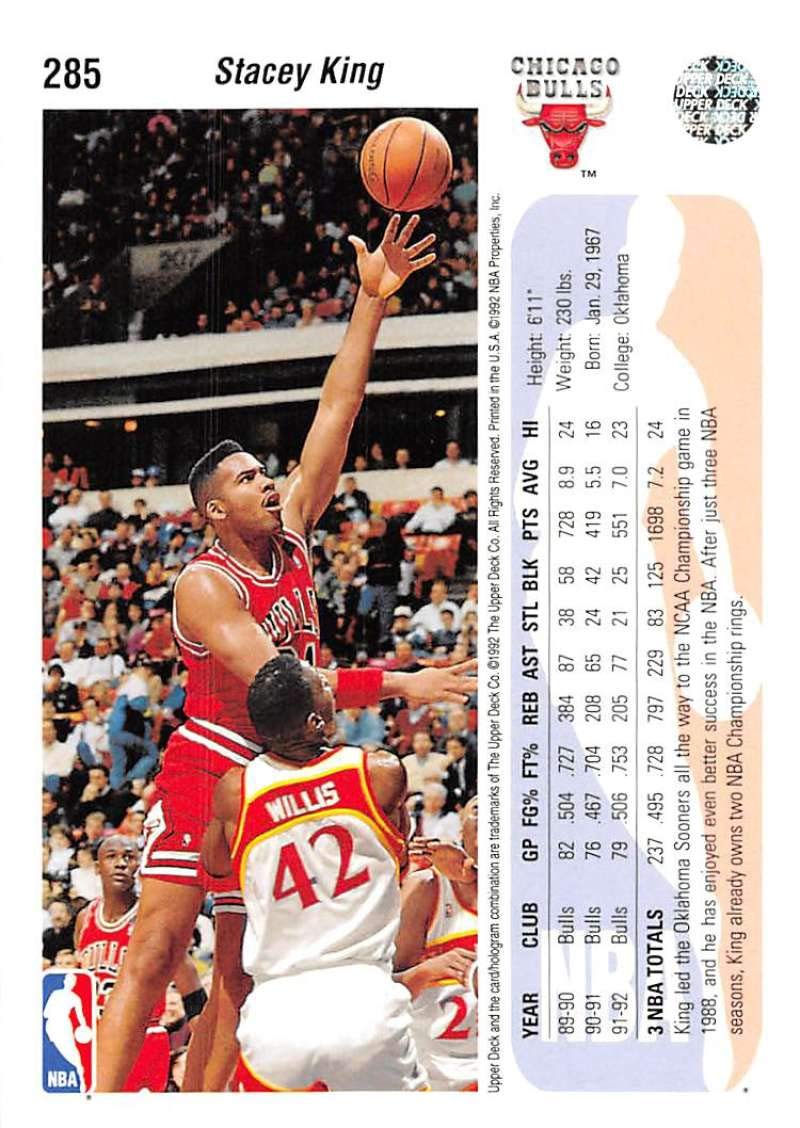 Amazon.com: 1992-93 Upper Deck Basketball #285 Stacey King Chicago
