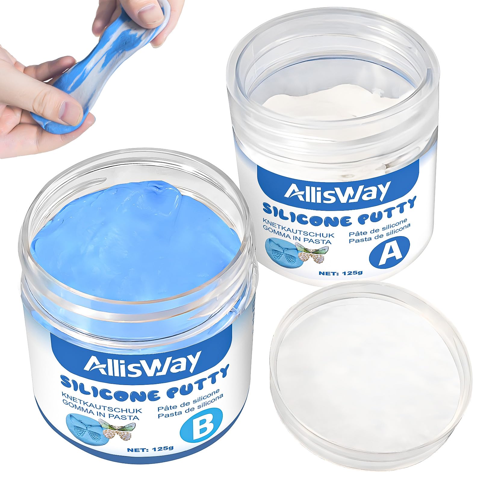 Gomma Siliconica per Stampi in Pasta, Silicone per Stampi da Colata, Silicone Putty, Elevata Precisione dei Dettagli, Adatto per Progetti DIY, Creazione di Gioielli, Modellismo, 250 g (A+B)