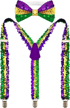 Suspenders and Bow Tie Set for Men Adults, Costume Party Outfit Accessories for Festive Fun