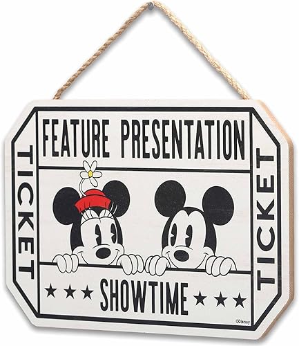 Miniatura 2 de Disney Mickey Mouse y Minnie Movie Ticket - Decoración de pared de madera para colgar - Divertido letrero de Mickey Mouse con temática de película